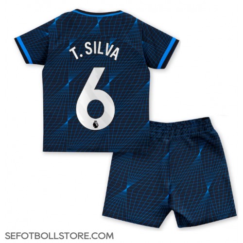 Chelsea Thiago Silva #6 Replika babykläder Bortaställ Barn 2023-24 Kortärmad (+ korta byxor)